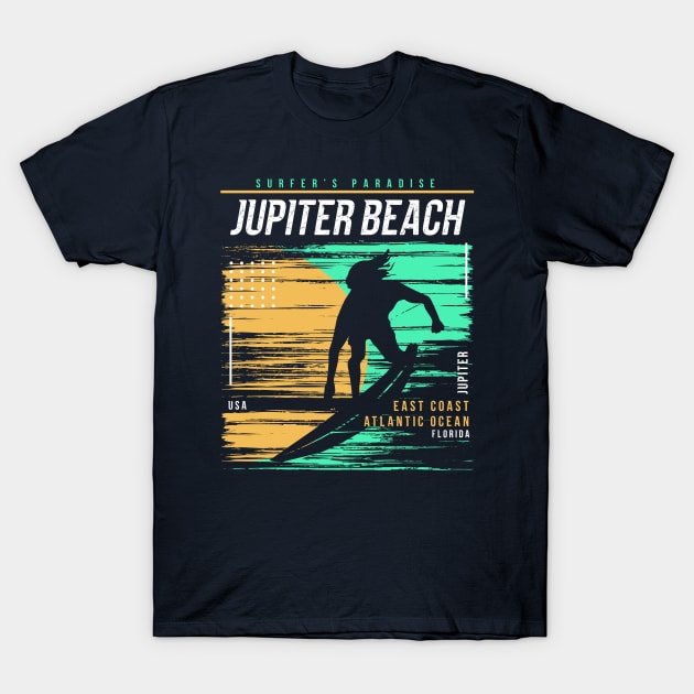 Retro Surfing Jupiter Beach, Florida // Vintage Surfer Beach // Surfer's Paradise T-Shirt by Now Boarding